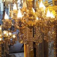 لوستر 6 شاخه 12 شعله برنجی (برنز)|لوستر و چراغ آویز|بروجرد, |دیوار