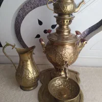 سماور زغالی برنجی سیاه قلم