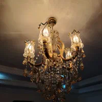 یک عدد لوستر ۵ شاخه تمام کریستال و پرده دو مکانیزم|لوستر و چراغ آویز|ری, فیروزآبادی|دیوار