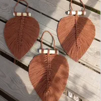 رانر و رومیزی مکرومه ای ،دیوار کوب برگی و رافیا|پرده، رانر، رومیزی|آبیک, |دیوار