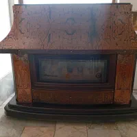 بخاری  طرح شومینه چوبی ورق دوبل سالم