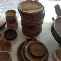 کاسه و بشقاب و قندون چوبی|ظروف سرو و پذیرایی|مشهد, فدک|دیوار