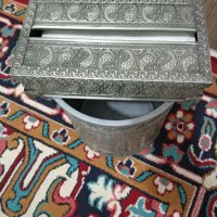 ست سطل اشغال و جا دستمالی فلزی