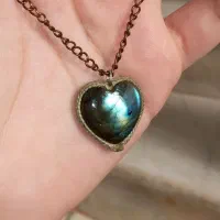 گردنبند سنگ لابرادوریت قلبی
