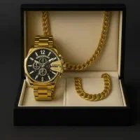 ست ساعت دیزل طلایی.ودستبند و گردنبند.