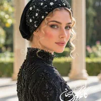 توربان مشکی سنگدوزی مدل مارال