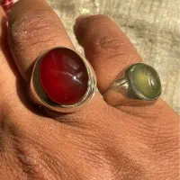 عقیق سرخ یمنی اعلا با رکاب دست ساز مدل بحرینی