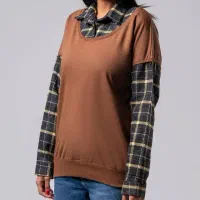 دورس آستین چهارخونه تخفیفی