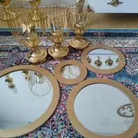 آینه چهار تیکه گرد با شمعدانی