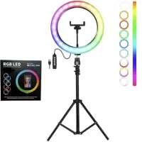 رینگ لایت 13 اینچ آرجیبی RGBLEDبهمراه پایه دومتری|دوربین عکاسی و فیلمبرداری|رشت, کوی طالقانی|دیوار