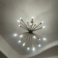 لوستر طلایی ۲۴ شاخه خورشیدی با لامپ ۴ وات خارجی