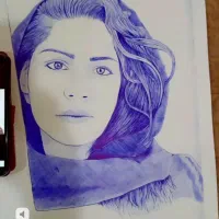 چهره با خودکار|تابلو، نقاشی، عکس|اهواز, گلستان|دیوار