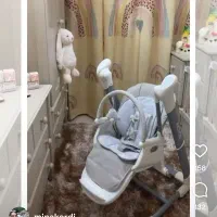 صندلی غذا و تاب برقی برند فیکشن رنگ کرمی