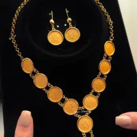 سرویس طرح توله یا سکه ای الیزابت با آبکاری طلا