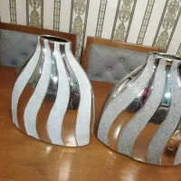 گلدان خارجی سرامیکی نقره ای آینه ای