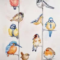 نقاشی آبرنگ پرنده|تابلو، نقاشی، عکس|تهران, پرستار|دیوار