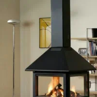 شومینه معلق هیزمی درب دار