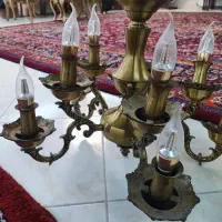 سه جفت لوستر برنجی 5 شاخه در دو طبقه در حدنو سالم