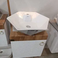 روشویی کابینتی طرح چوب و بامبو ۴۰× ۳۷