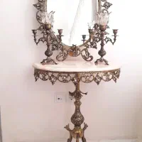 آیینه و شعمدان و پایه اصل برنز سنگین