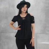 تیشرت گلدوزی سرشانه باز