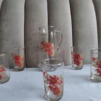 پارچ و لیوان آنتیک قدیمی طلا کوب