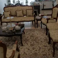 مبل استیل منبت کاری طرح غنچه و نهار خوری 8 نفره