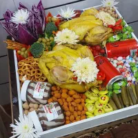 سفارش حلوا و مرغ و کیک و ژله پا تختی عروس