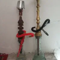 قلیان برنجی و چوبی