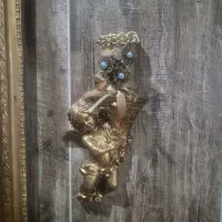 آیینه ۶۰ در ۸۰ بهمراه دو عدد دیوار کوب طلایی|آینه|مشهد, الهیه|دیوار