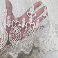 پرده تور تمام گلدوزی شده شیری|پرده، رانر، رومیزی|تهران, شهرک آزمایش|دیوار