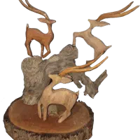 غزال، لک لک چوبی تزئینی|مجسمه، تندیس، ماکت|تهران, باغ فیض|دیوار