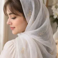 شال حریر پلیسه پاپیون فقط 180