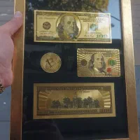 فروش انواع تابلو سکه و اسکناس روکش طلا دلاربیتکوین