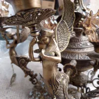 لوستر سقفی  طرع فرشته برنزی و یک عدد دیوار کوب