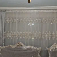 پرده حریر شاین دار گلدوزی شده