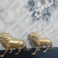 شیر برنجی دکوری جفت|مجسمه، تندیس، ماکت|نسیم‌شهر, |دیوار