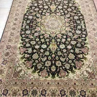 جفت تبریز مشکی پنجاه رج گل ابریشم مناسب جهیزیه