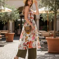 لباس شومیز میکس رنگی نخی لنین استوک نو تاناکورا