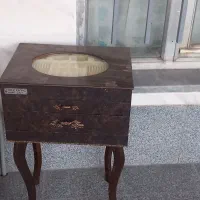 جا قاشقی چوبی دو کشو و پایه دار|آب‌چکان و نظم‌دهنده ظروف|نیشابور, خط کاشمر|دیوار