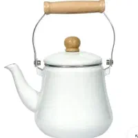 کتری لعابی طرح ایکیا سفید