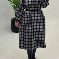 کفتان کمربندی/کفتان پاییزه/چارخونه پشمی