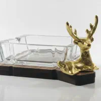 زیر سیگاری گوزنی چوبی و بلور|صنایع دستی و سایر لوازم تزئینی|اندیشه, اندیشه فاز ۵|دیوار