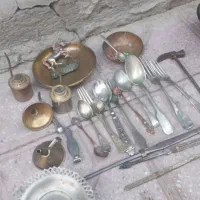 چاقو،ساعت،کاسه مسی وقدیمی|کلکسیون اشیاء عتیقه|بهار, |دیوار