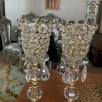 یک جفت شمعدان کریستال