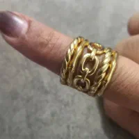 انگشتر استیل طرح طلا رنگ ثابت نو