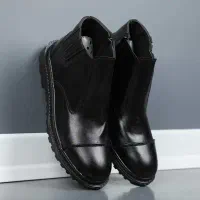 نیم بوت مردانه چرم بغل زیپ