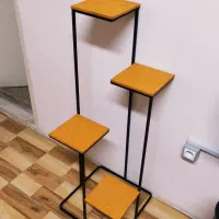 پایه گلدان فلزی استند چهارپله پیچ و ساده‌چوب ضدآب