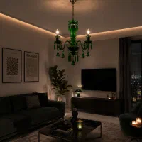 لوستر سه شاخه سبز زمردی کریستالی ( باکارات )