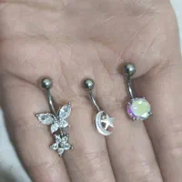 پیرسینگ ناف و راک گوش نقره ضد حساسیت